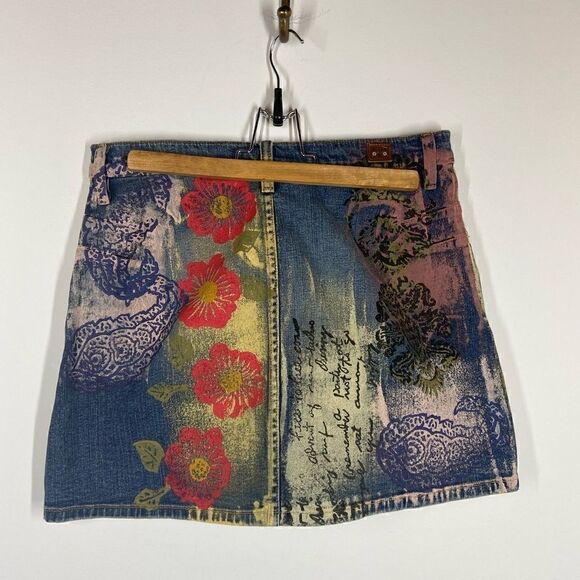 Allen B Hand Painted Denim Skirt - Picture 6 of 15